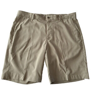 Greg Norman Golf Shorts Size 38 Khaki Polyester/Spandex Flat Front